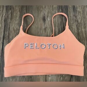 Peloton Sports Bra Peach Pink Logo